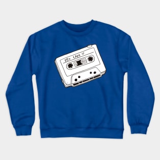 Mix Tape, Black and White - Retro Cassette Tape Outline Drawing Crewneck Sweatshirt